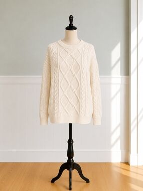 Vamtac Oversized Cream Cable Knit Sweater
